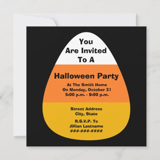 Halloween Party Candy Corn Invitation Kaart (Voorkant)