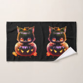 Halloween Party Chat noir Citrouille Horreur (Serviette à main)
