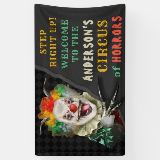 Halloween Party Circus Clown Scary Carnival Custom Spandoek (Verticaal)