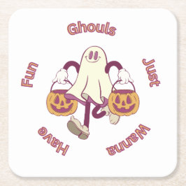 Halloween Party Collectie! Vierkante Kartonnen Onderzetter