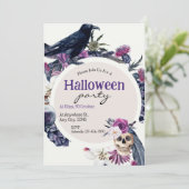 Halloween Party Crow & Skull Mood Kaart (Staand voorkant)