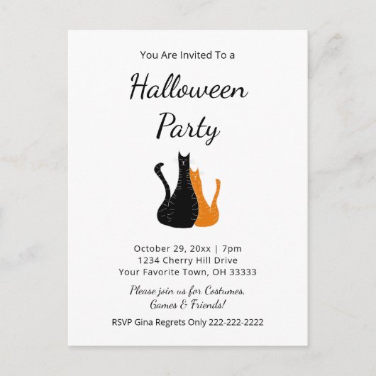 Halloween Party Cute Cats Invitation (Devant)