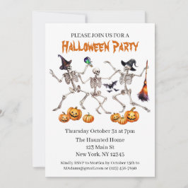 Halloween Party Dancing Skeletons Uitnodiging