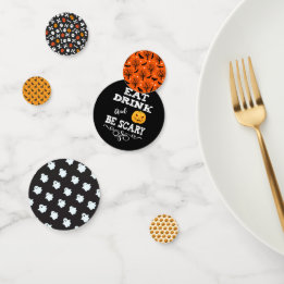Halloween Party Eat Drink & Be Scary Pumpkin Face Confetti