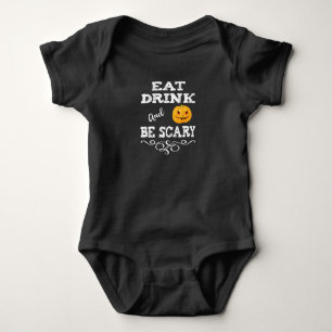 Halloween Party Eat Drink & Be Scary Pumpkin Face Romper