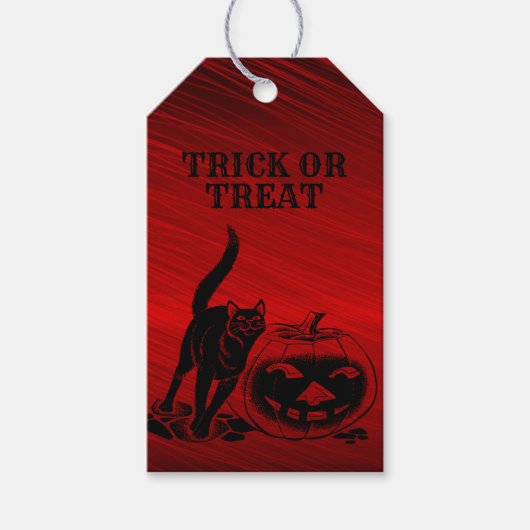 Halloween Party Evil Black Cat Pumpkin Red Scary Cadeaulabel (Voorkant)