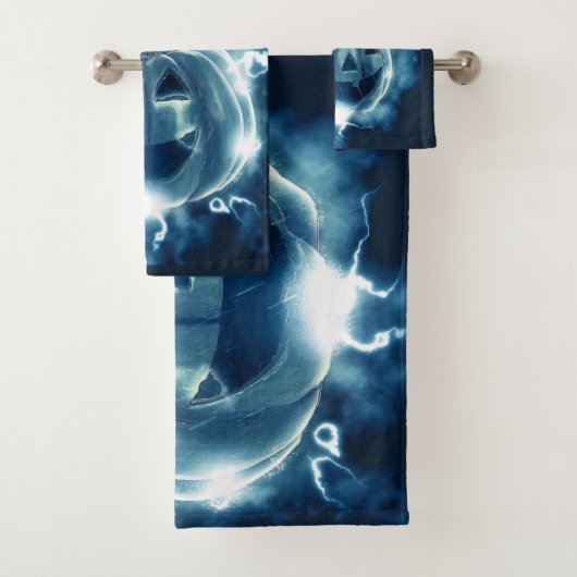 Halloween Party Evil Blue Pumpkin Horror Bad Handdoek (Insitu)