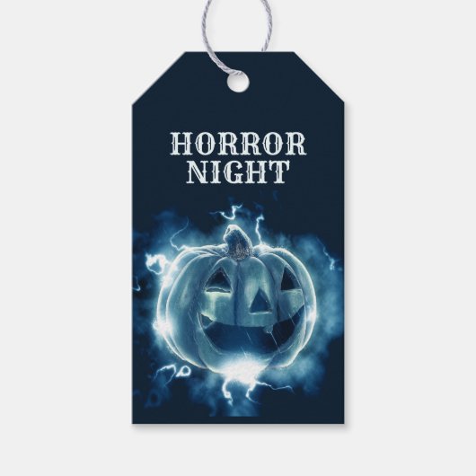 Halloween Party Evil Blue Pumpkin Horror Cadeaulabel (Voorkant)