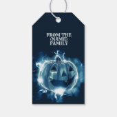 Halloween Party Evil Blue Pumpkin Horror Cadeaulabel (Achterkant)