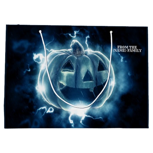 Halloween Party Evil Blue Pumpkin Horror Groot Cadeauzakje (Achterkant)