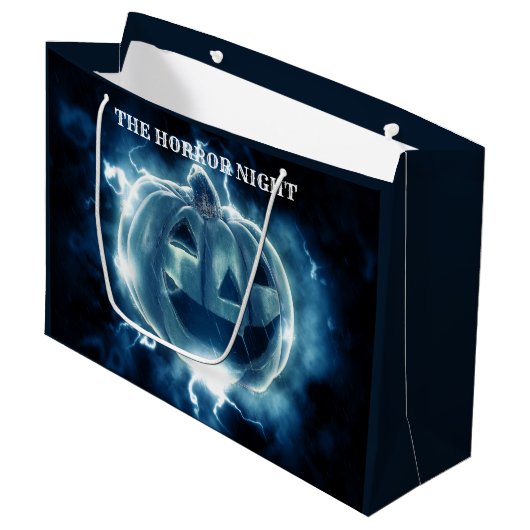 Halloween Party Evil Blue Pumpkin Horror Groot Cadeauzakje (Voorkant Gekanteld)