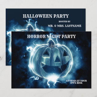 Halloween Party Evil Blue Pumpkin Horror Kaart
