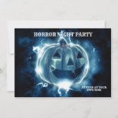 Halloween Party Evil Blue Pumpkin Horror Kaart (Voorkant)