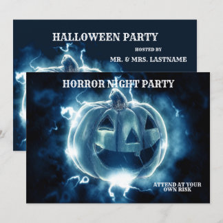 Halloween Party Evil Blue Pumpkin Horror Kaart
