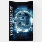 Halloween Party Evil Blue Pumpkin Horror Spandoek (Verticaal)