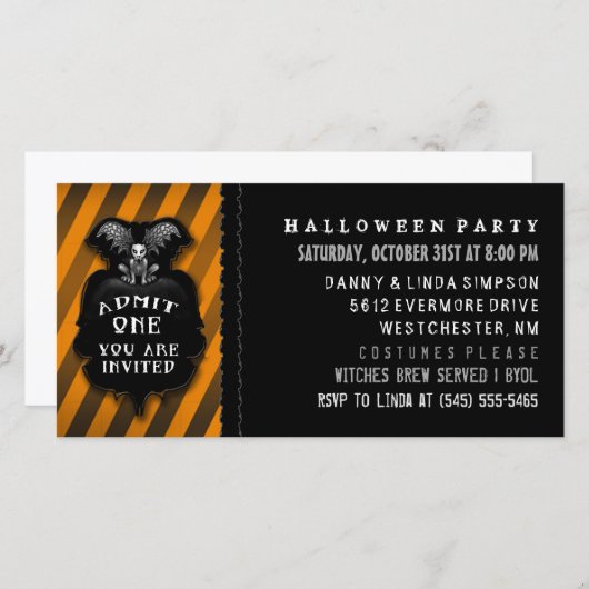 Halloween Party Gargoyle Admettre Une Invitation (Devant / Derrière)