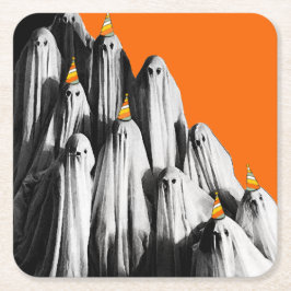 Halloween Party Geesten Vierkante Kartonnen Onderzetter