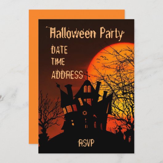 Halloween party Gehakt huis zwart en oranje Kaart (Voorkant / Achterkant)