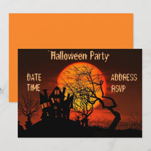 Halloween party Gehakt huis zwart en oranje Kaart