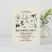 Halloween Party Ghost Black Cat Bat Kaart (Staand voorkant)