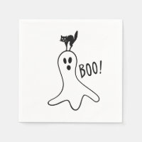 Halloween Party Ghost en Black Cat Cute Spooky
