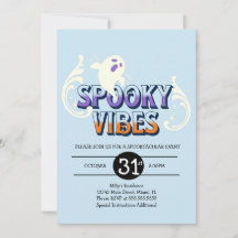 Halloween Party Ghost Spooky Vibes Birthday Blue