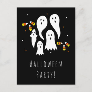 Halloween Party Ghosts en Candy Corn Black Sinaasa Uitnodiging Briefkaart