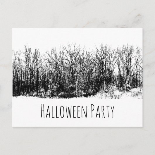 Halloween Party Gothic Black White Uitnodiging (Voorkant)