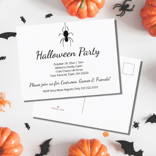 Halloween Party Gothic Spider Zwart Wit Uitnodiging Briefkaart