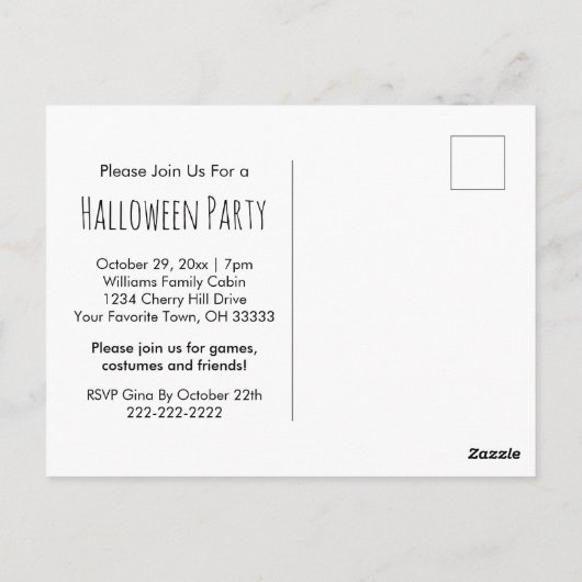 Halloween Party Gothique Black White Invitation (Dos)