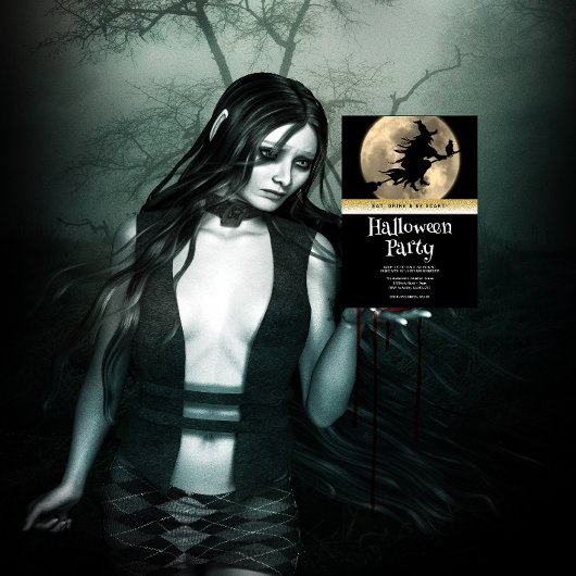 Halloween Party Gotische Heks Kaart