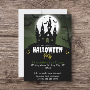 Halloween Party Green And Black Illustrative Bedankkaart