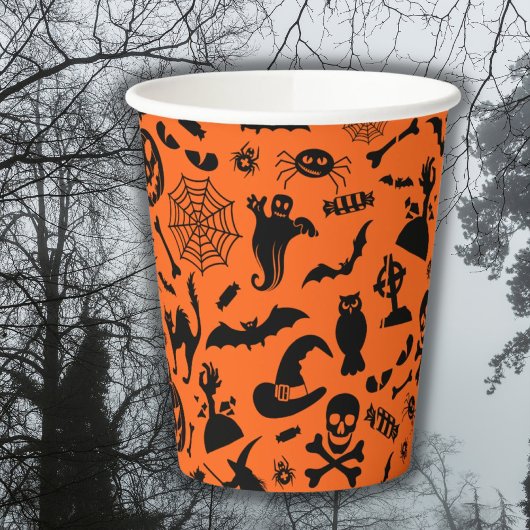 Halloween Party Happy Halloween oranje leuk, zwart Papieren Bekers