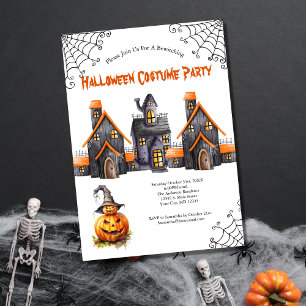 Halloween Party Haunted House pompoenen Kaart