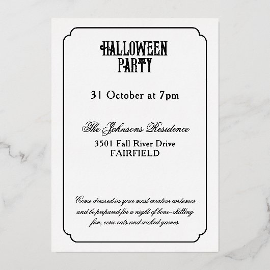 Halloween Party - Haunted Mansion en volle maan Folie Uitnodiging (Achterkant)