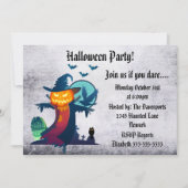 Halloween Party Haunted Scarecrow Invitation Kaart (Voorkant)