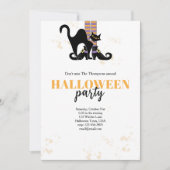 Halloween Party Heks Zwarte Kat Whimsical Kaart (Voorkant)