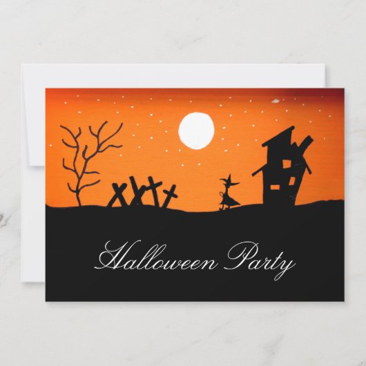Halloween Party Herfst Folk Art Spooky Kaart (Voorkant)