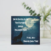Halloween Party Howling Wolf Full Moon Kaart (Staand voorkant)