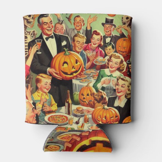 Halloween Party Illustratie Blikjeskoeler (Achterkant)