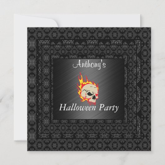 Halloween Party Invitation Black Kaart (Voorkant)