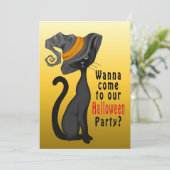 HALLOWEEN PARTY INVITATION - CHAT NOIR - CUTE (Debout devant)