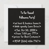 Halloween Party Invitation Crâne (Dos)
