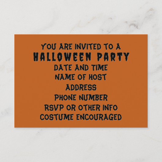 Halloween Party Invitation Enclosure Kaart (Achterkant)