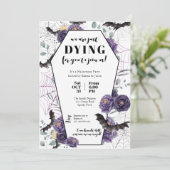 Halloween Party Invitation Floral Grave Kaart (Staand voorkant)