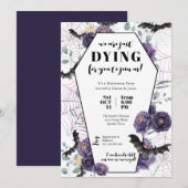 Halloween Party Invitation Floral Grave Kaart (Voorkant / Achterkant)