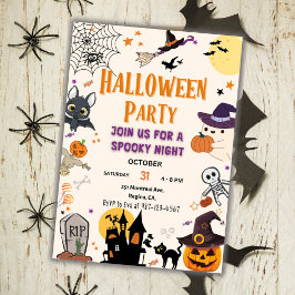 Halloween Party Invitation Kinder Spooky Night Par Kaart