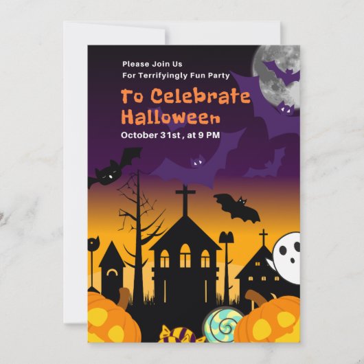 Halloween Party Invitation or Terrifyingly Fun Hal (Devant)