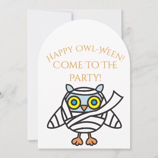 Halloween Party Invitation Owl Mummy (Devant)