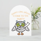 Halloween Party Invitation Owl Mummy (Debout devant)